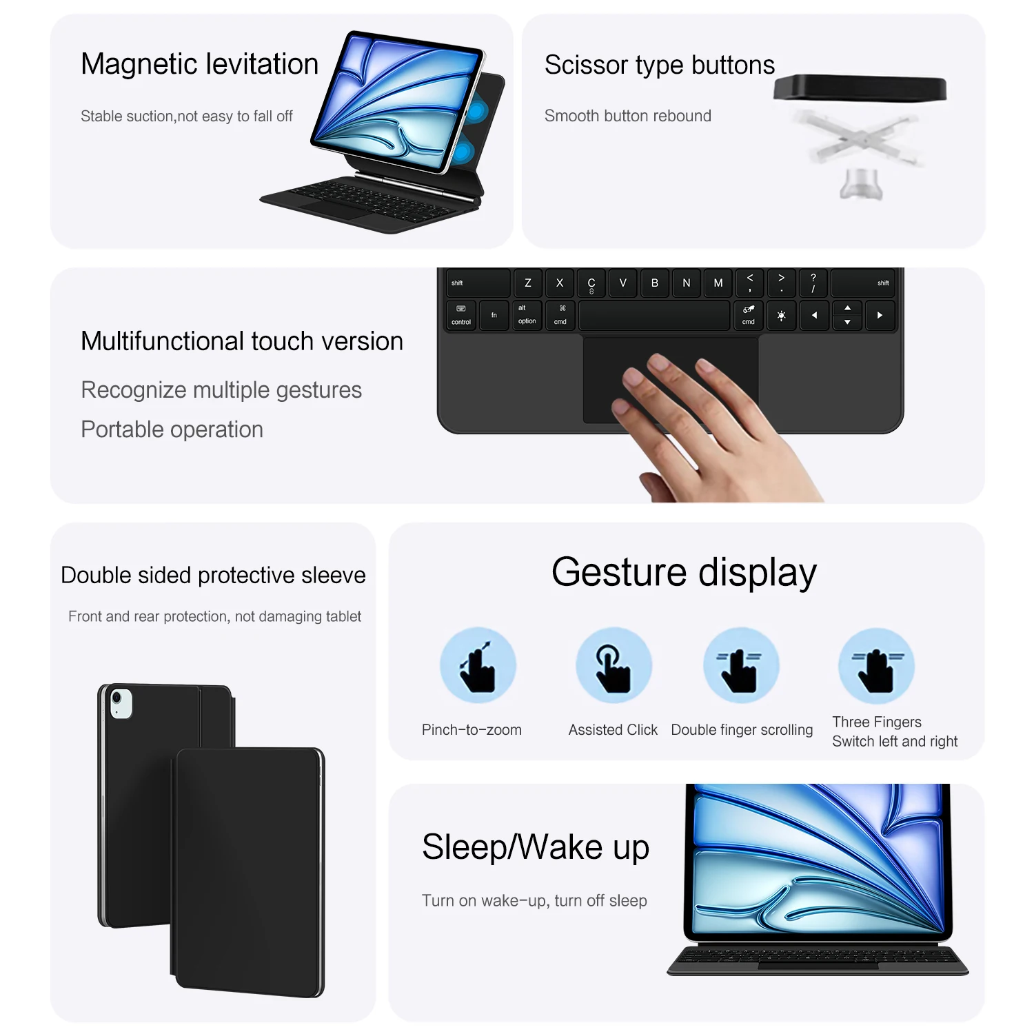Magic Keyboard Folio For iPad Air 13 inch M3 M2 Case For iPad Pro 12.9 3rd 4th 5th 6th Smart Keyboard Cover
