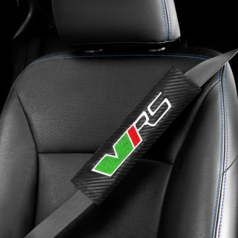 Carbon Fiber VRS Logo Car Seat Belt Cover Shoulder Protector Pad for Skoda Octavia 2 3 Kodiaq RS