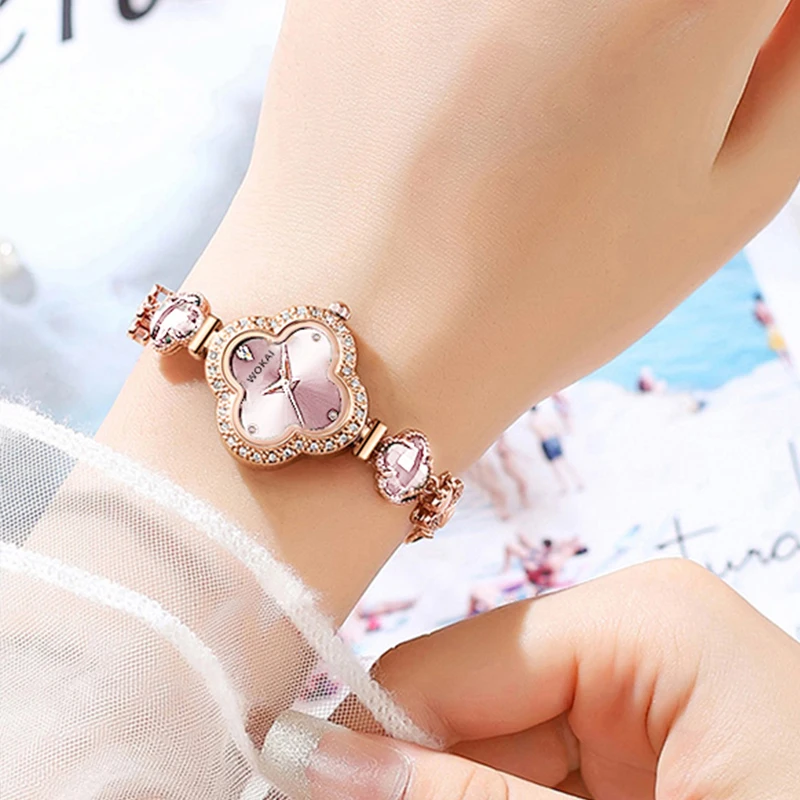 Four-Leaf Clover Watch Women's Elegant Fashion Watch Universal Niche Accessible Luxury Popular Noble Bracelet Chain Gift women watches