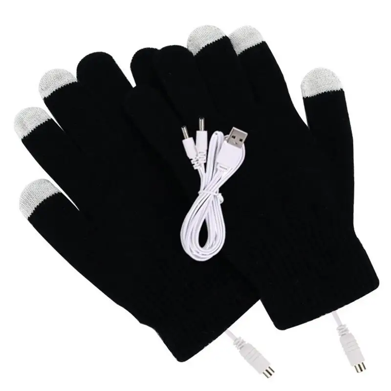 5V USB Heated Gloves Warm Laptop Gloves Warm Computer Laptop Gloves Autumn Winter Knitted Gloves With Touchscreen Fingers