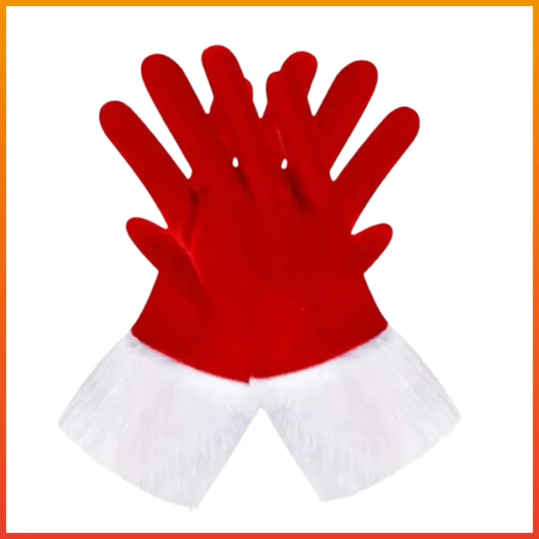 1set Velvet Santa Claus Gloves Full Finger Mitten Short Red Santa Christmas Mittens Girl Birthday Gift New Years 2026