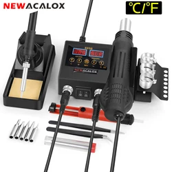 NEWACALOX 8898 2-in-1 Rework Soldering Station Hot Air Gun Electric Soldering Iron ℃/℉ Temperature Adjust for PCB IC Repair