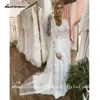 Lakshmigown Lace Long Sleeve Wedding Dresses A Line Customized Robes Sexy Bridal Receipt Beach Boho Wedding Gowns backless 3