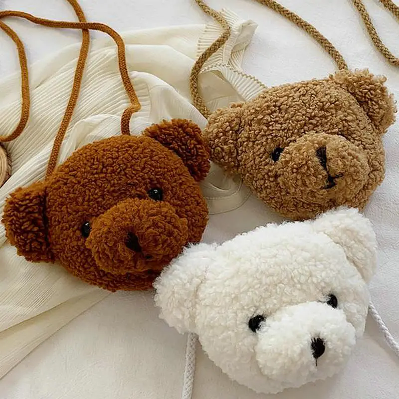 

Cute Bear Plush Shoulder Bag for Children Women Cartoon Stuffed Animals Crossbody Bag Messenger Purse Mini Storage Bags Backpack