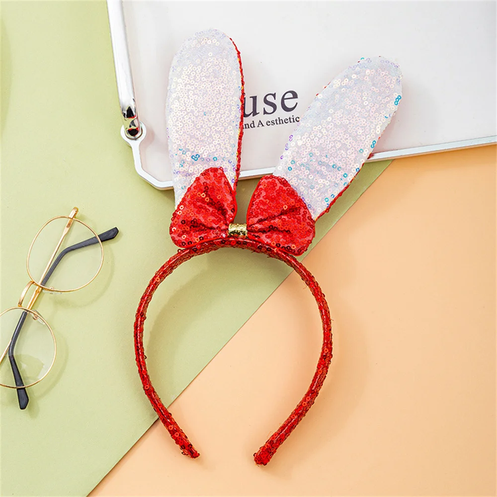 Bunte Pailletten Stirnband Kaninchen Ohren Mädchen Süße Haarband Cartoon Kinder Leistung Kopfschmuck Glitter Bunny Haar Zubehör – Detail 8