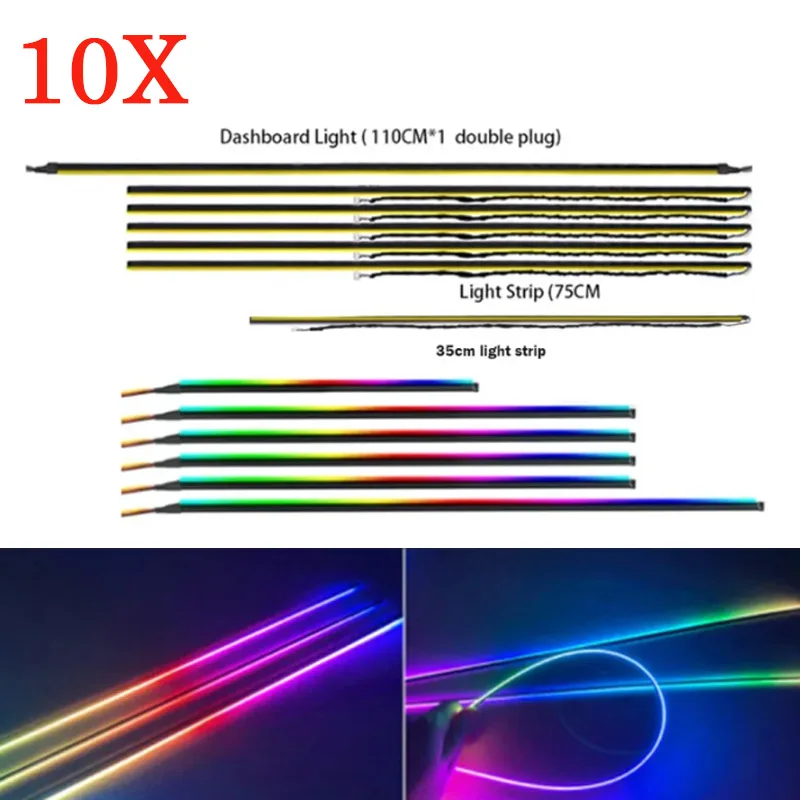 

10PCS LED Light Strips Symphony 213 64 Color Car Accessories Atmosphere Light Bar Led light Bar 35cm 75cm 110cm LED Light Strip