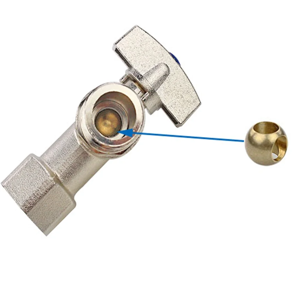 Full Copper Thickening 4 Points Female Thread Angle Valve Large Flow Rate 1/2 Thread Triangle Valve Right Angle Ball