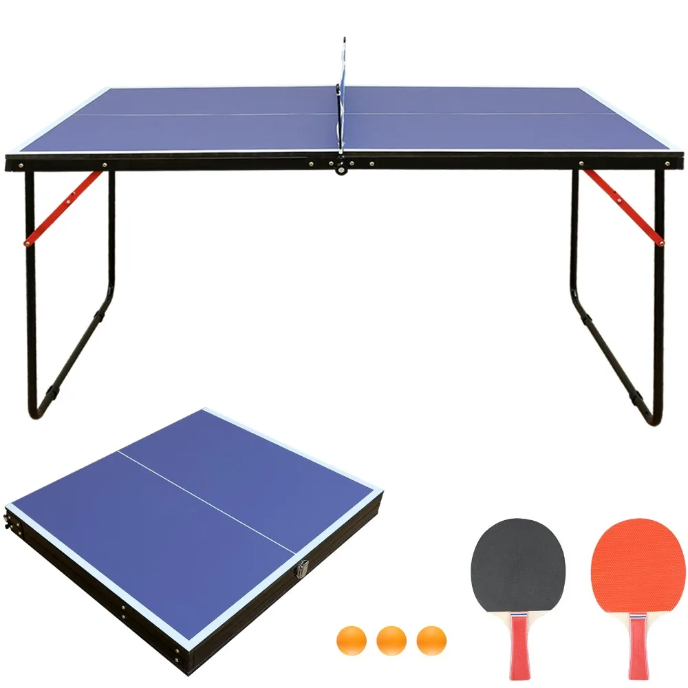 

Ping Pong Table, Midsize Foldable & Portable Set with Net and 2 Ping Pong Paddles for Indoor Outdoor Game, Ping Pong Table