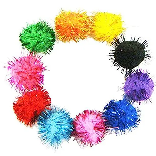 Colourful Environmental Assorted Color Arts Craft Pom Poms Girl Glitter Poms Sparkle Balls For DIY Decorations