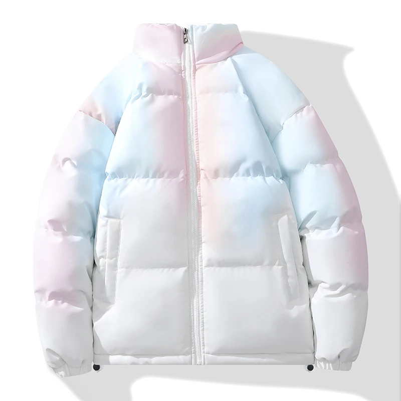 New Autumn And Winter Fashion Versatile Standing Collar Down Cotton Jacket For Youth Leisure Loose Gradient Thickened Warm Coat