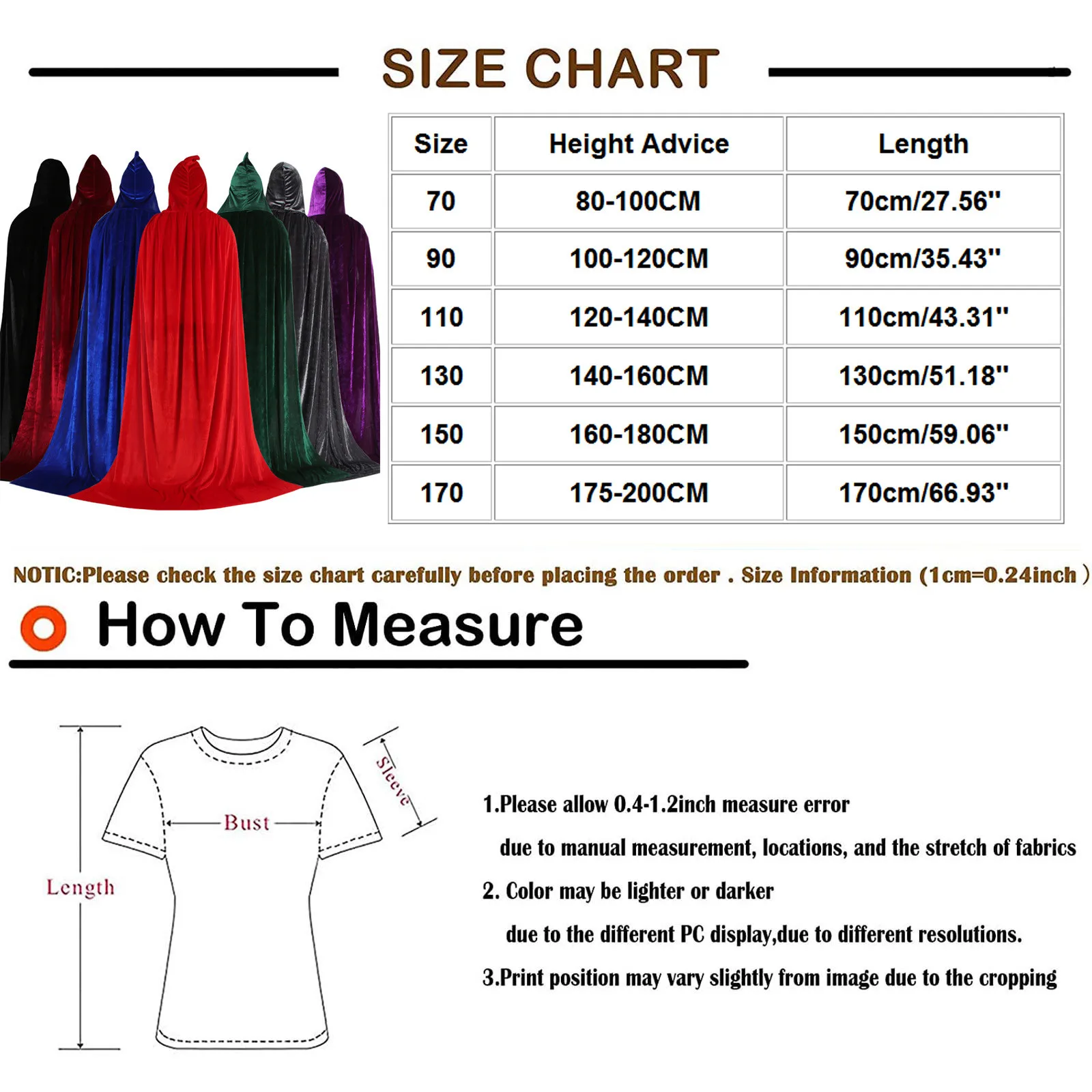 Medieval Hooded Cloak - Long Cape for Cosplay Halloween and Reenactment