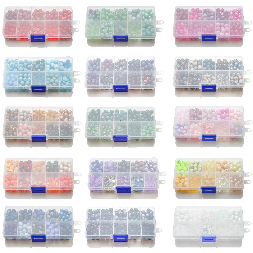 BOSAIYA DP 50 Unids 6 / 8mm Redondo Espaciador Beads Charms Resin Rayas Separador Suelto Perlas Espaciadoras Para Joyería Fabricación De Bricolaje Accesorios De Collar De Pulsera TL609