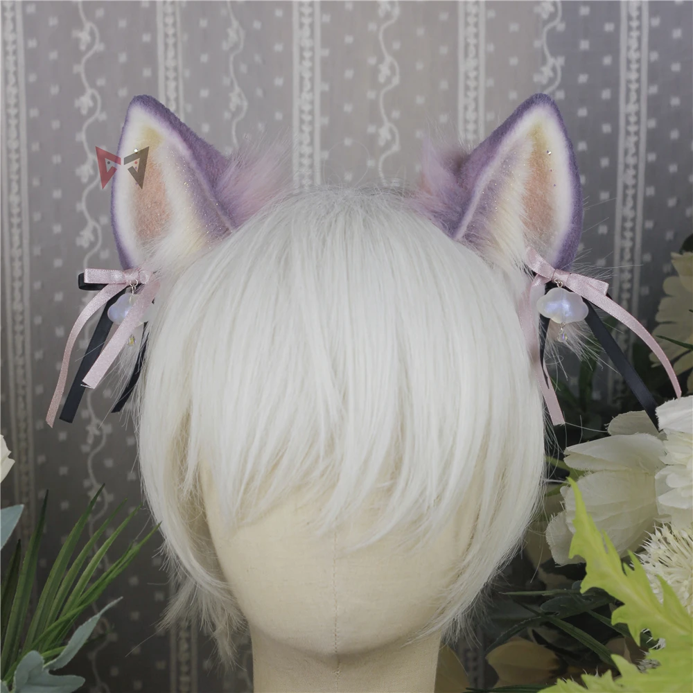 

Anime Black Cat Fox Wolf Ears Hairhoop Headwear Hand Made Work For Game Party Custom Made