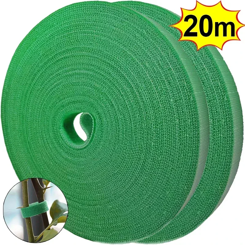 20M Nylon Plant Ties Plant Bandage Hook Tie Loop Adjustable Plant Support Reusable Fastener Tape for Home Garden Accessories