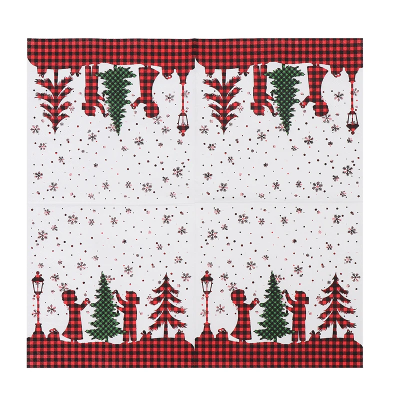 10/20pcs/Pac 33*33cm 2Ply Colourful Christmas Tree Printed Tissue Paper Christmas Party Birthday Party Table Decoration Paper