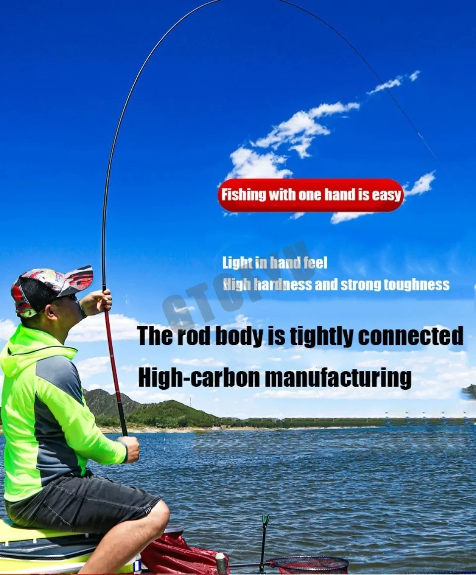 Description Picture 6 of item2.7M/4.5M/5.4M/6.3M/7.2M/8M/10M Telescopic Stream Rod Carbon Reservoir Pond Fishing Rod Super Light Hard Fiber Hand Fishing Pole