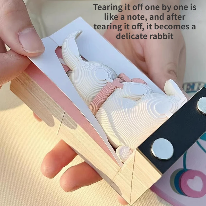 3D Calendar Cute Rabbit Memo Pad Notes Notepad Desk Calendar Art Decoration For Girl Panda Paper Sculpture Birthday Gift 3d calendar notepad