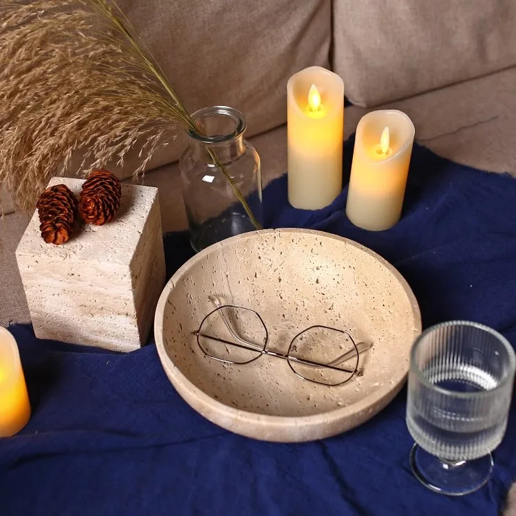 Light Luxury And Retro Natural Marble Home Living Room Groggery Fruit Snack Storage Bowl Jewelry And Jewelry A Mini Ornament 5