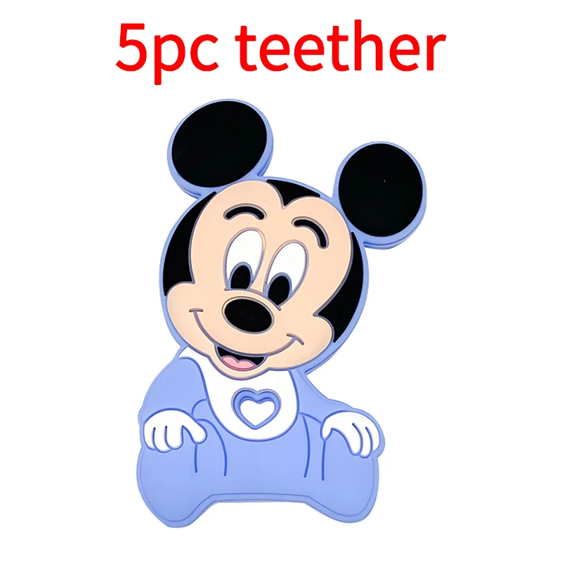 Teething Toys 5pcs Disney Silicone Teether Baby Pacifier Bead Holder Dummy Pacifier Chain Accessories BPA-Free Customized