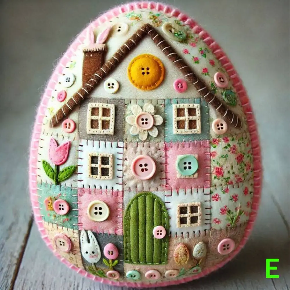 Handmade Patchwork Felt Egg House DIY Kit Felt Easter Egg House Chick Craft Kit Handmade Embroidered Easter Eggs