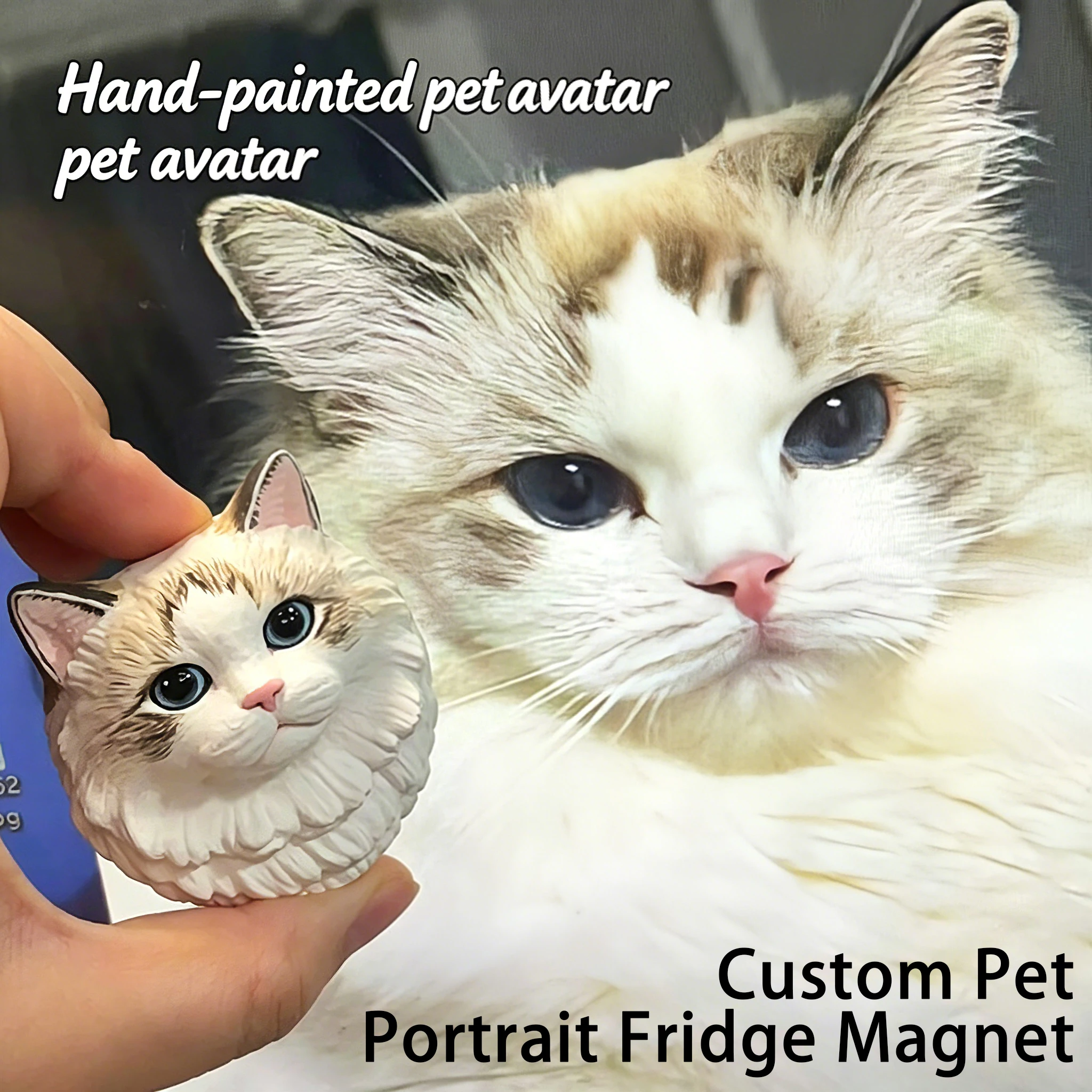 Custom Portrait Fridge Magnet Personalized Dog Cat Figurine Hand-Painted Gypsum Memorial Gift For Pet Lovers_voghion.com