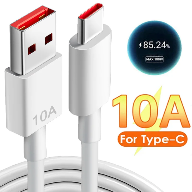 

10A Type C Fast Charging USB Cable for Samsung Xiaomi Huawei Honor USB C Data Cord 2m Fast Charger USB Cable 120W