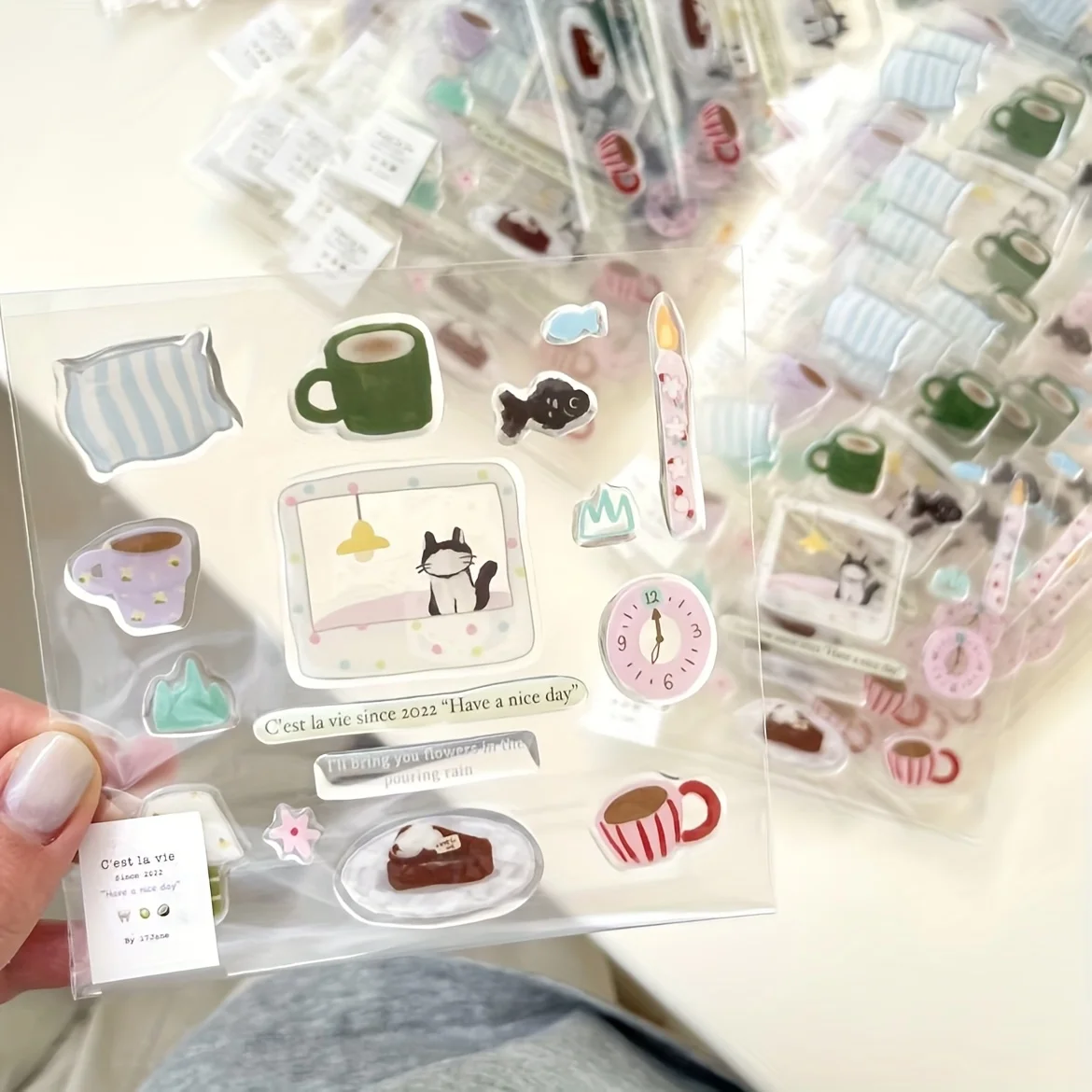 1pc Cute Cartoon Jelly Nail Stickers - Korean Style Ins-Inspired Illustration, Self-Adhesive Vinyl Decals with Flat Finish