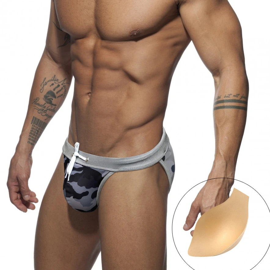 High Leg Pouch Thong Swimwear Bikini Mens Swim Briefs Camouflage Male Swimsuits Man Swimming Suit Trunk for Man Beach Sport Wear