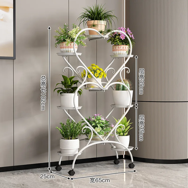 Flower Stand Balcony Storage Rack Indoor Decoration Living Room Simple Flower Pot Stand Floor-standing Multi-layer Green Radish - 5