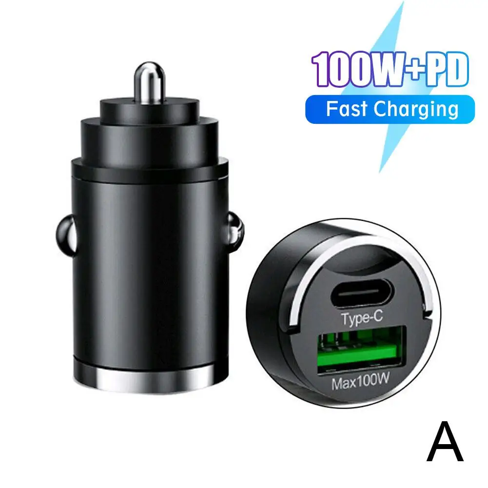 100 واط شاحن سيارة أخف PD شحن سريع USB نوع C سيارة مهايئ شاحن الهاتف آيفون 15 14 13 شاومي هواوي سامسونج