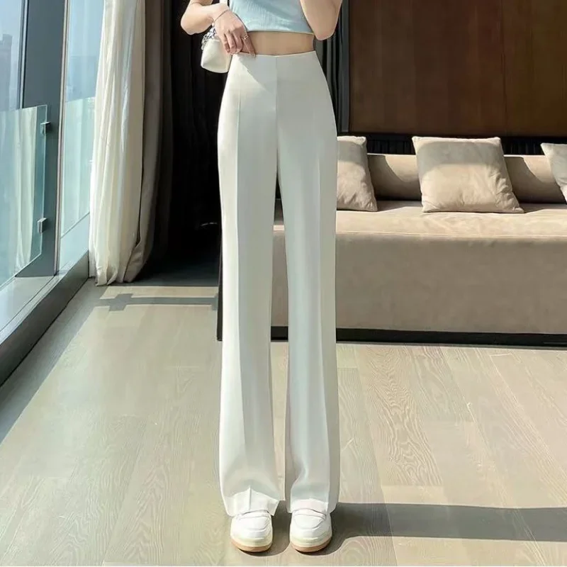 

Office Flare Work Clothes Black White Female Pants Tailoring Trousers for Women with Free Shipping Nylon Korean Fashion Harajuku