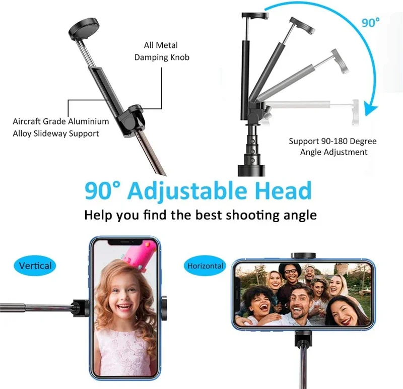 Lightweight Mini Aluminium Extendable Selfie Stick Bluetooth Tripod for IPhone 14 13 12 11 Pro Max Samsung Monopod Selfiestick Selfie Stick Cell Phone Selfie Stick Smartphone Selfie Stick