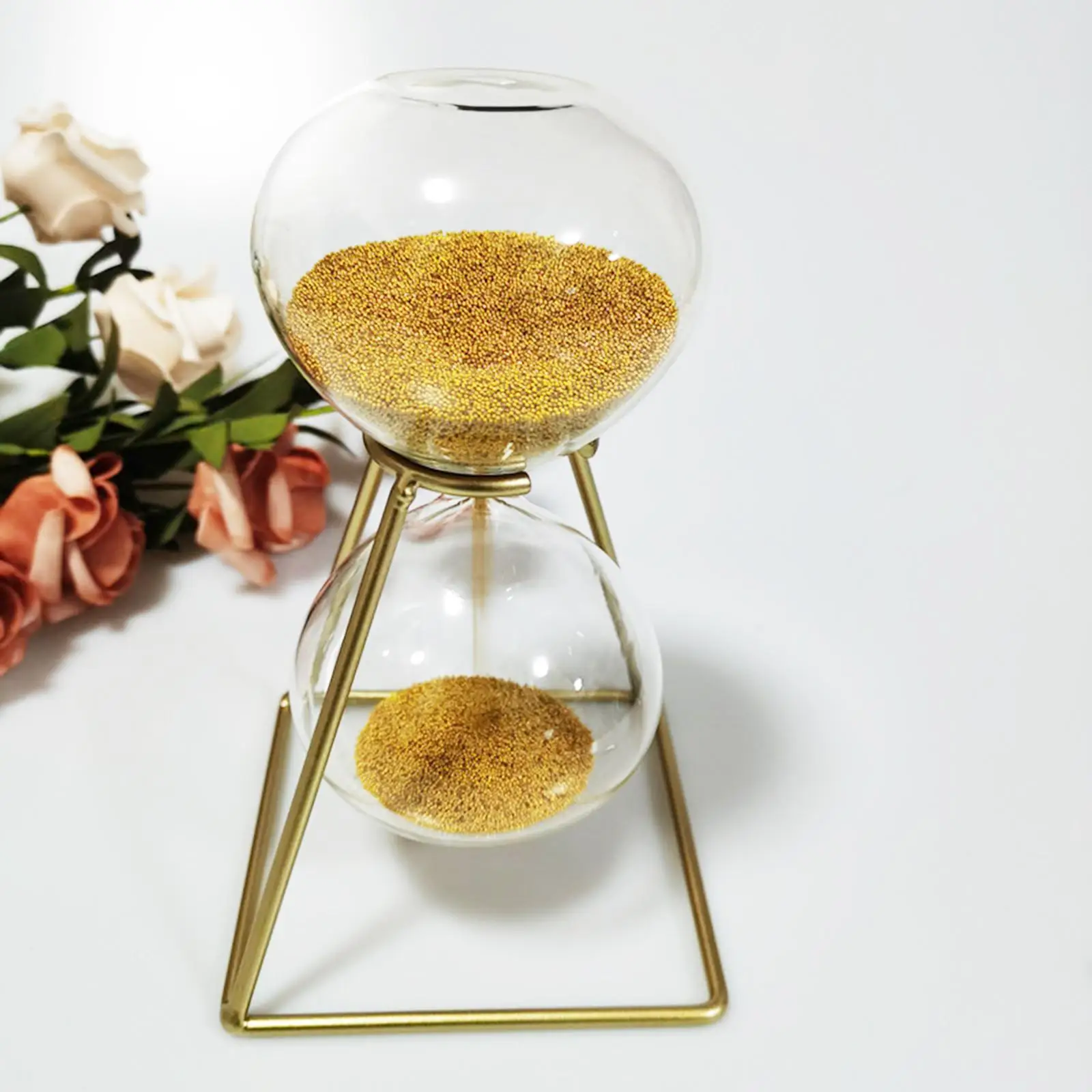 Nordic Golden Hourglass Ornament Relax with rack Glass Photo Props for Decoration