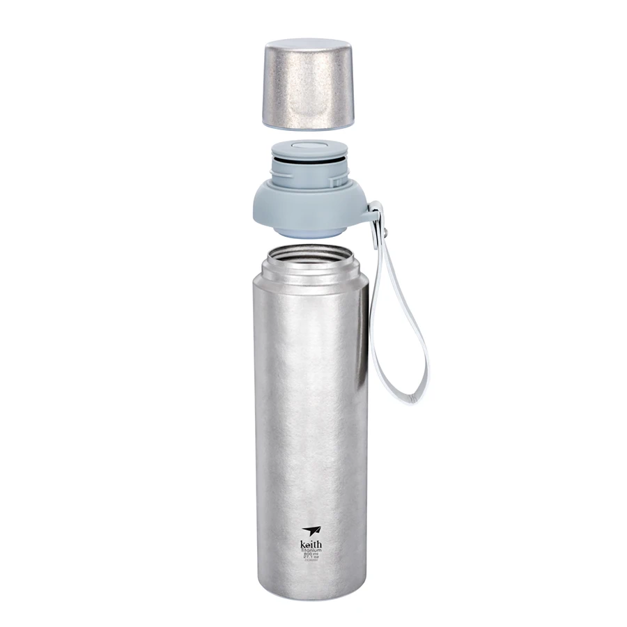 Keith Titanium Vacuum Insulated FlexLid Bottle for hiking, cycling-800ml Ti3106