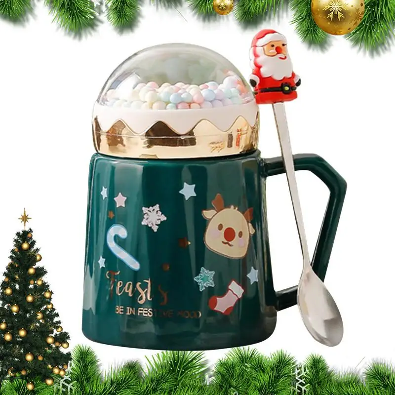 

Рождественские кружки с крышкой, керамическая кофейная чашка, милая кружка, необычная кофейная кружка с мини-крышкой, ландшафтный дизайн для любителей кофе, молока, чая