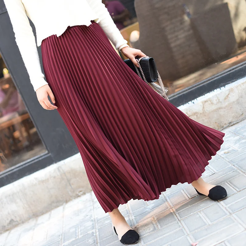 white pleated skirt TINT ERA High Waist Skirt Spring Autumn New Temperament Thin Chiffon Hand-pressed Crepe Pleated Large Swing A-line Skirts Women crop top and skirt Skirts