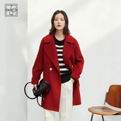 Ziqiao curto menina terno dupla face lã flanela casaco feminino inverno médio longo 2021 novo engrossado flanela casaco para mulher