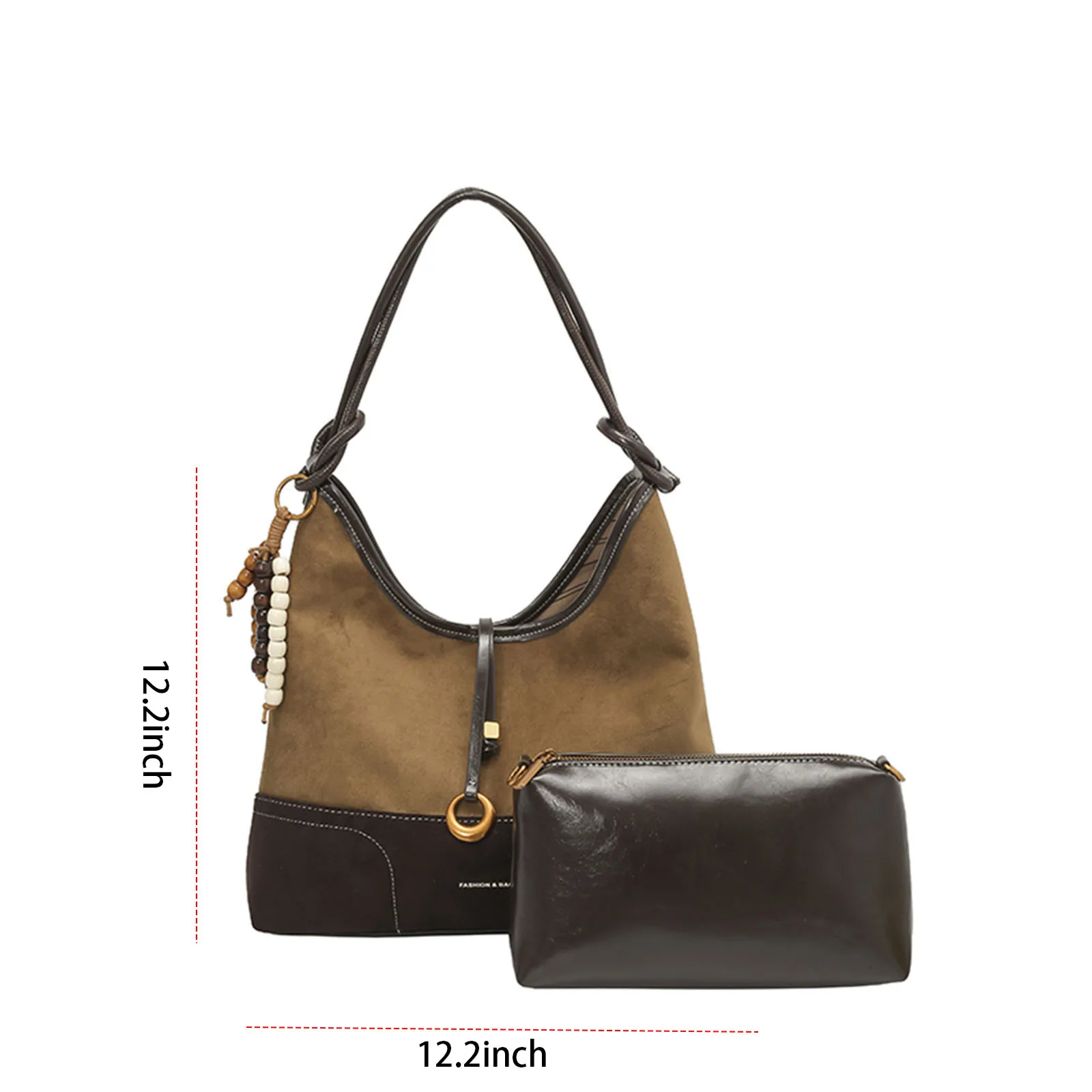 PU Leather Shoulder Bag Fashion Underarm Bag with Pendant Bucket Bag for Women Work Shopping Travel Daily