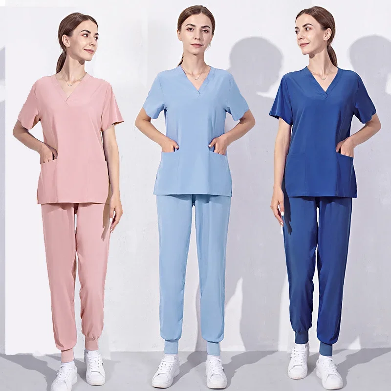 

Unisex Thin Light Nurse Scrubs Women Joggers Suit Pet Grooming Institution Scrubs Hospital Doctor Spa Uniform Surgical Workwear