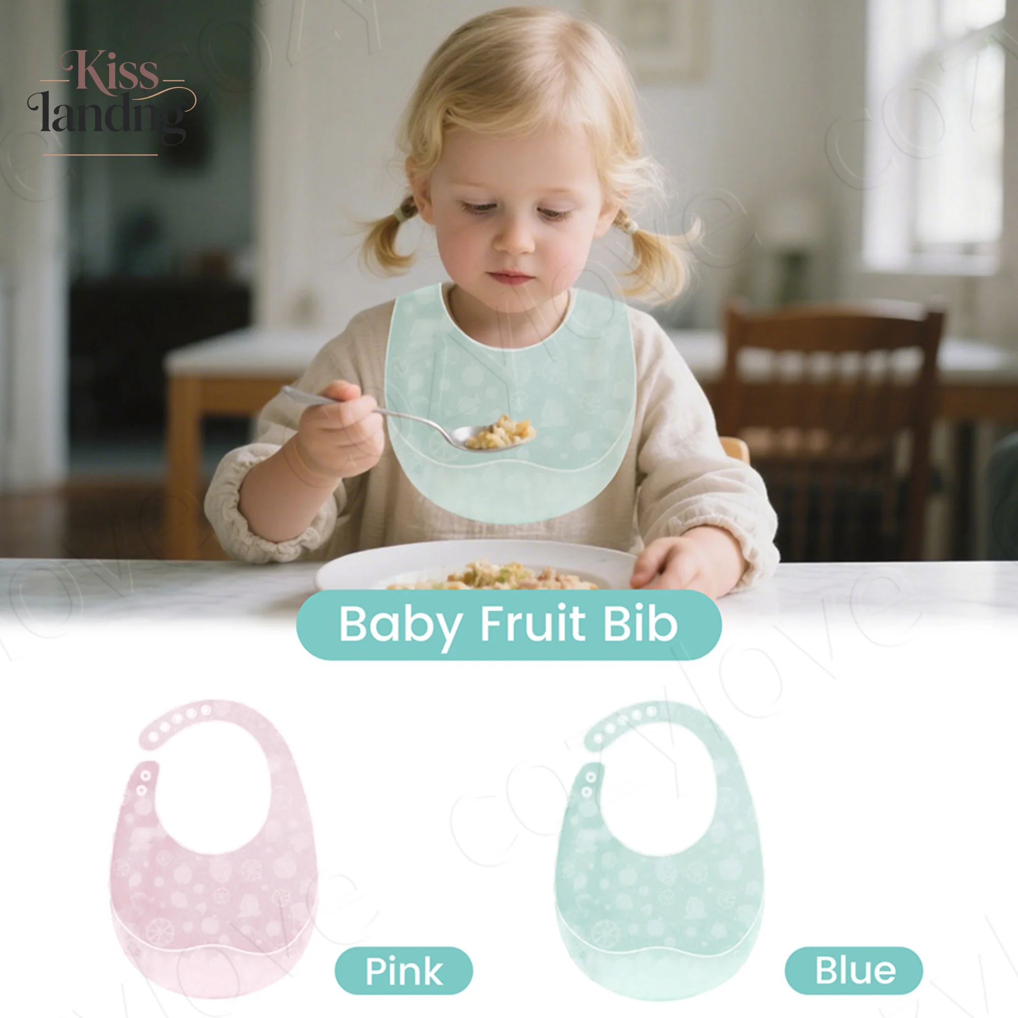  과일 턱받이 방수 실리콘 턱받이,  수유용 음식받이 포함