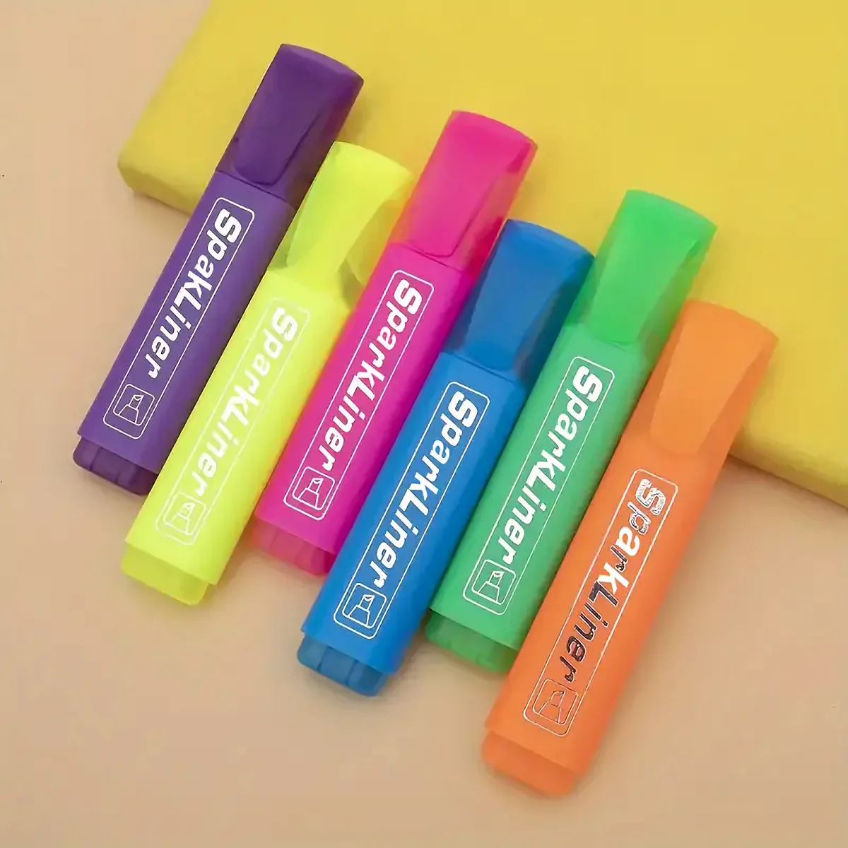 Colorful Highlighter Pen Set-Chisel Tip Markers with Quick-Drying Water-Based Ink 6pcs