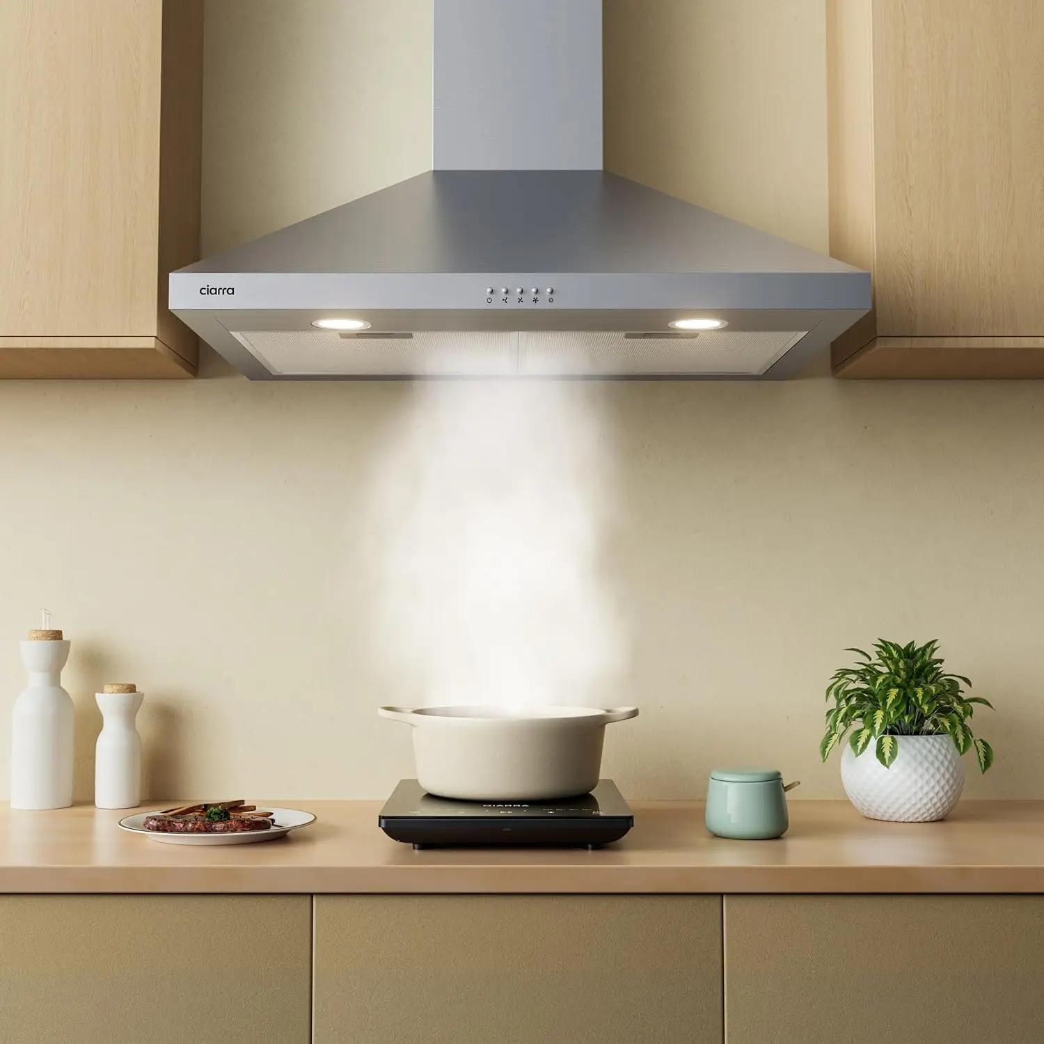 30 inch Wall Mount 450  Ductless Range Hood Vent for Kitchen Hood in Stainless Steel 3