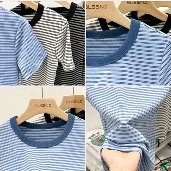 جديد جودة القطن المرأة تي شيرتات قصيرة الاكمام 2025 امرأة الصيف شريط تيز Harajuku Famale بلايز بلايز الفتيات الملابس 6