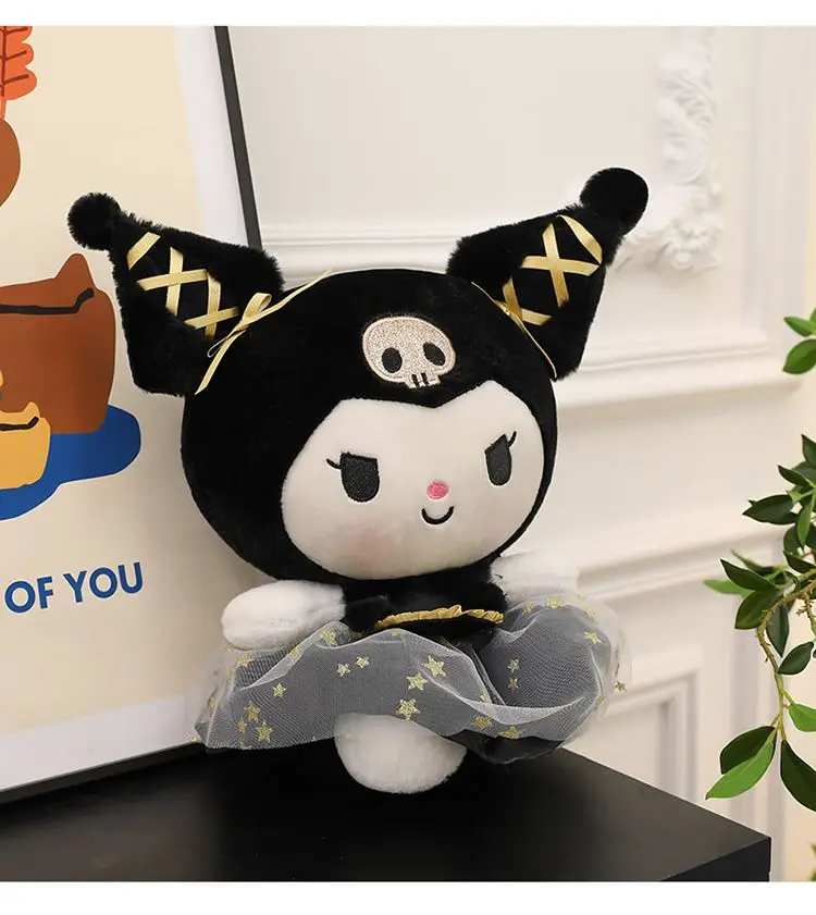 Hello Kitty Plush Doll Toy Cartoon Cute Anime Black Gold Kuromi Luxury Sleeping Pillow Doll Girls Birthday Gift