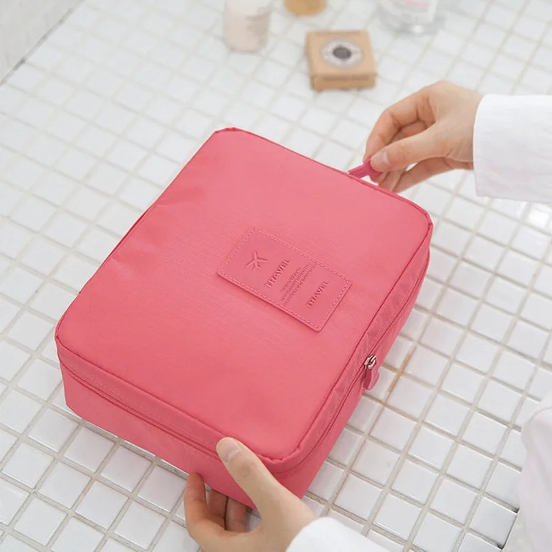Washbag Square Korean Make Up Female Cosmetic Bag Portable Travel Personalized Makeup Travel Organizer Cosmetics Women's Bags 4