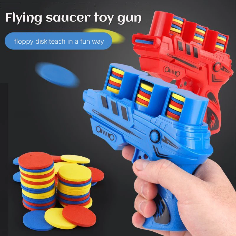 Children Flying Saucer Guns Carrot Flying Disc Launcher Toy Gun Radish Gun Safety EVA Frisbee Gun Kids Outdoor Games Sport Toys 4