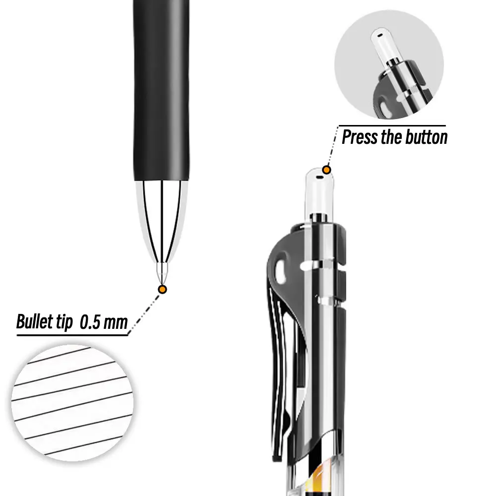 1/5/10Pcs 0.5mm Black Ink Retractable Pen Pens for Writing Gel Aesthetic Stationery Kawaii Supplies Cute Lot Office Accessories 4