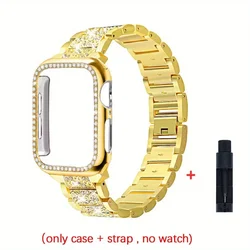 Elegant Metal Strap & Case Bracelet Wristband - Series4 5 6(44mm) (Golden)