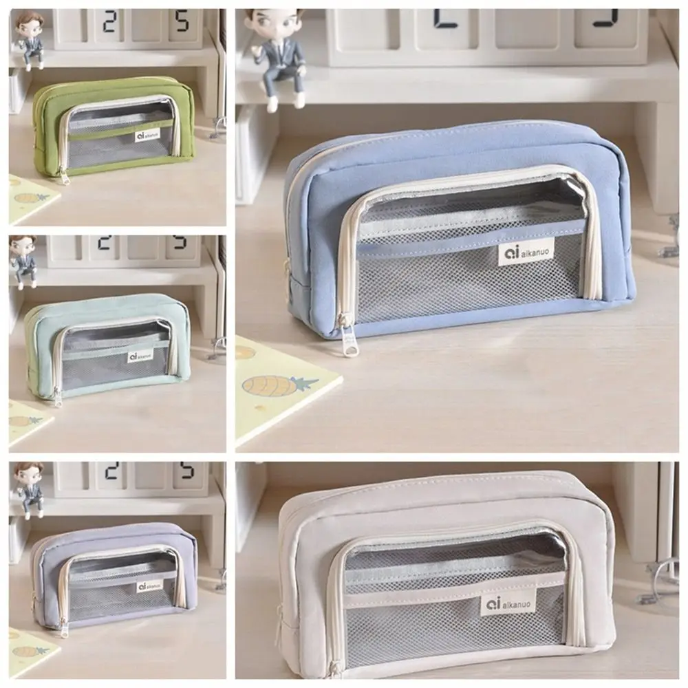 

Large Capacity Pencil Bag Multi Layers Transparent Window Stationery Bag Pen Organizer Back to School Transparent Pen Case