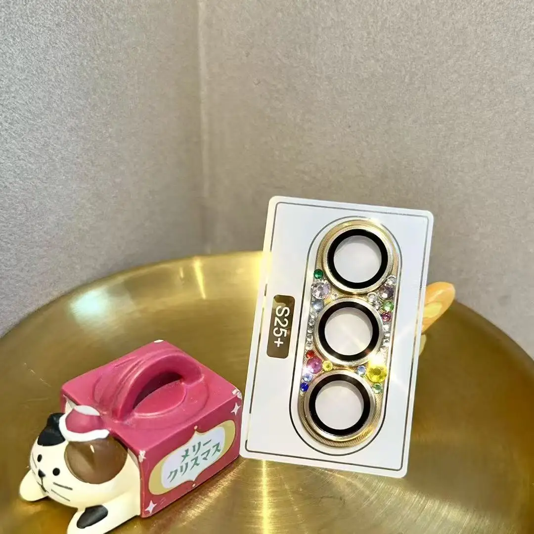 Luxury Glitter Rhinestone Metal Camera Lens Protector - Full Glass Cover